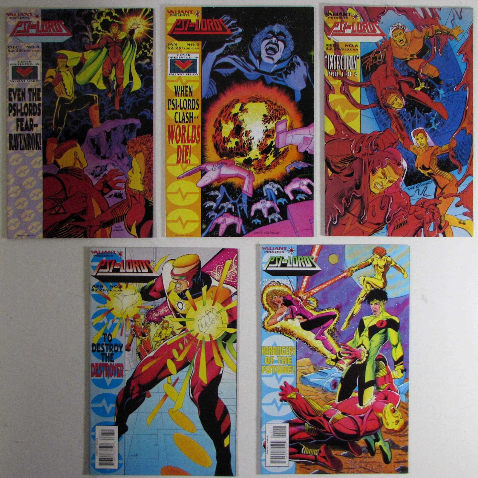 1994 PSI-Lords Lot of 5 #4,5,6,8,9 Valiant 1st Series Comic Books