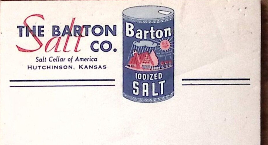 VINTAGE THE BARTON SALT CO. HUTCHINSON KANSAS ADVERTISING NOTE PAD SHEET Z5334X