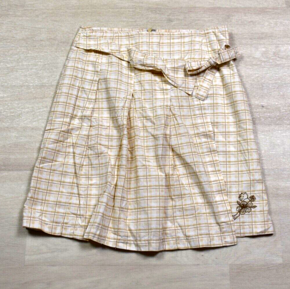 Y2K Disney Store Plaid Winnie the Pooh Skirt Wrap Look Beige Juniors Size 1 VTG