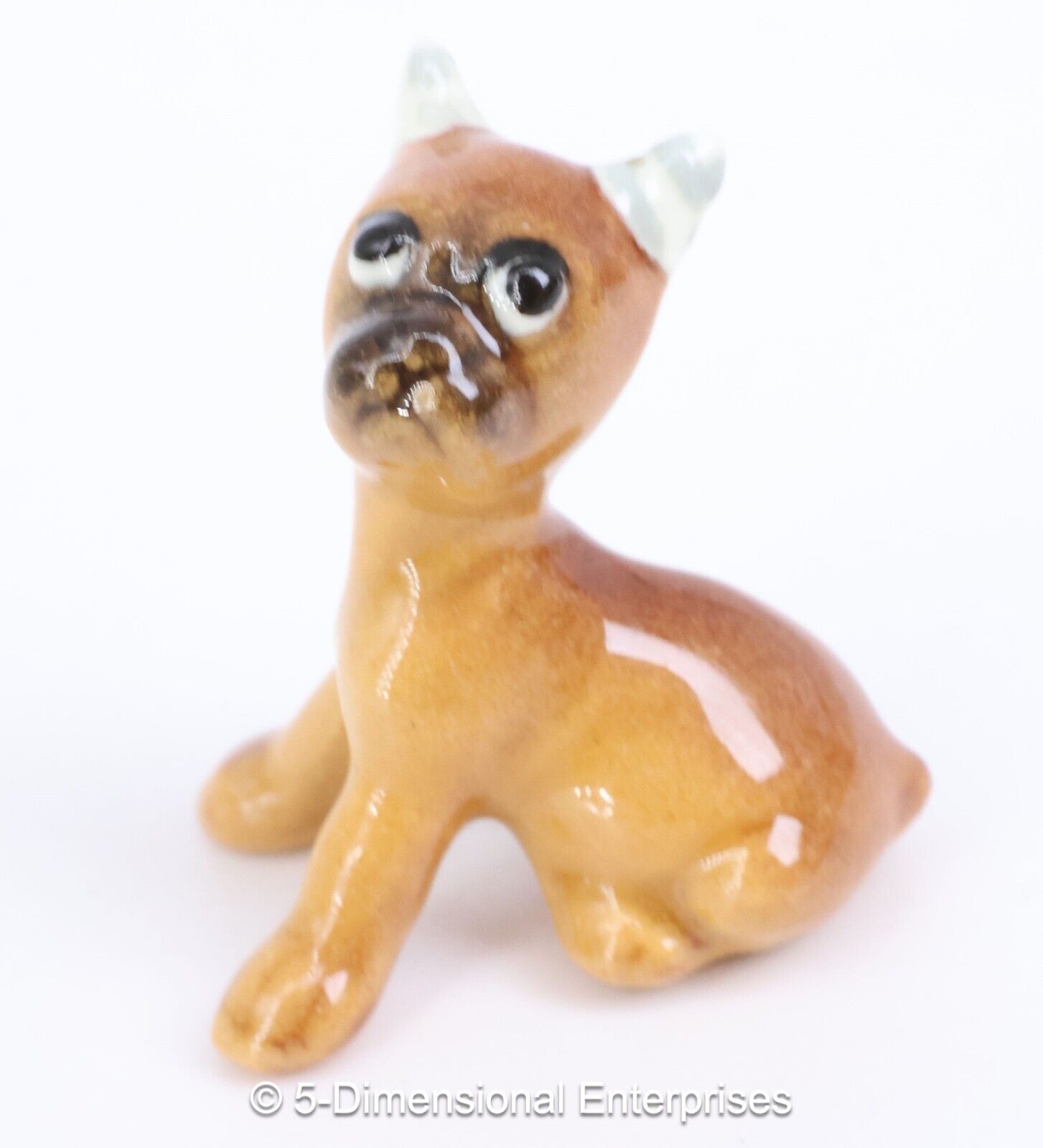 Vintage Hagen Renaker Mini BOXER PUP Dog Taped Ears Figurine - Glossy Finish