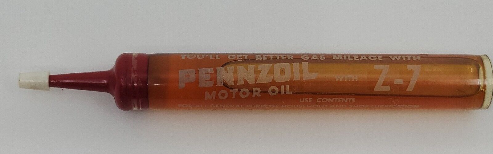 VINTAGE PENNZOIL MOTOR OIL Z-7 SALESMAN SAMPLE PEN TUBE Advertising Gas & Oil