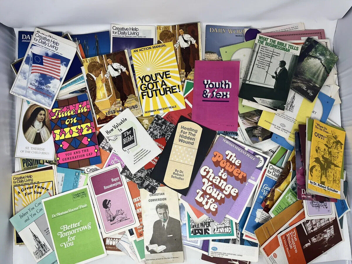 Large Lot of 150 Vintage Religious Tracts and Handbills, FCL, Billy Graham