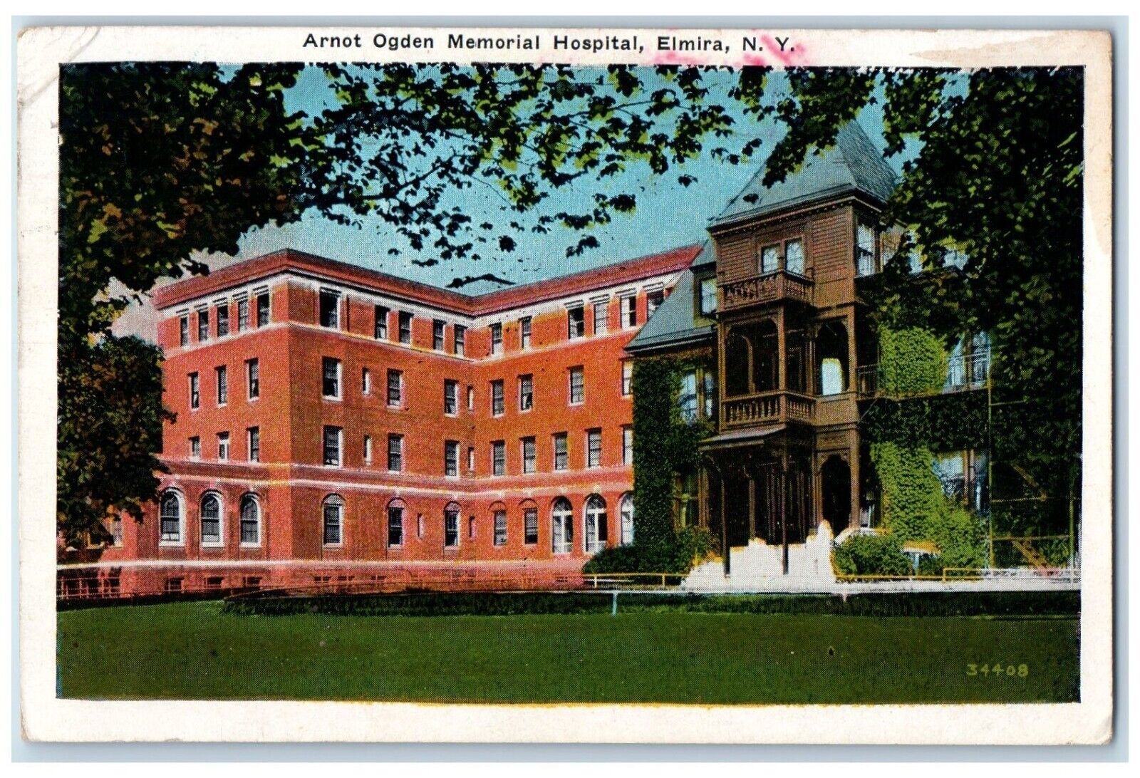 1942 Arnot Ogden Memorial Hospital Elmira New York NY Vintage Antique Postcard