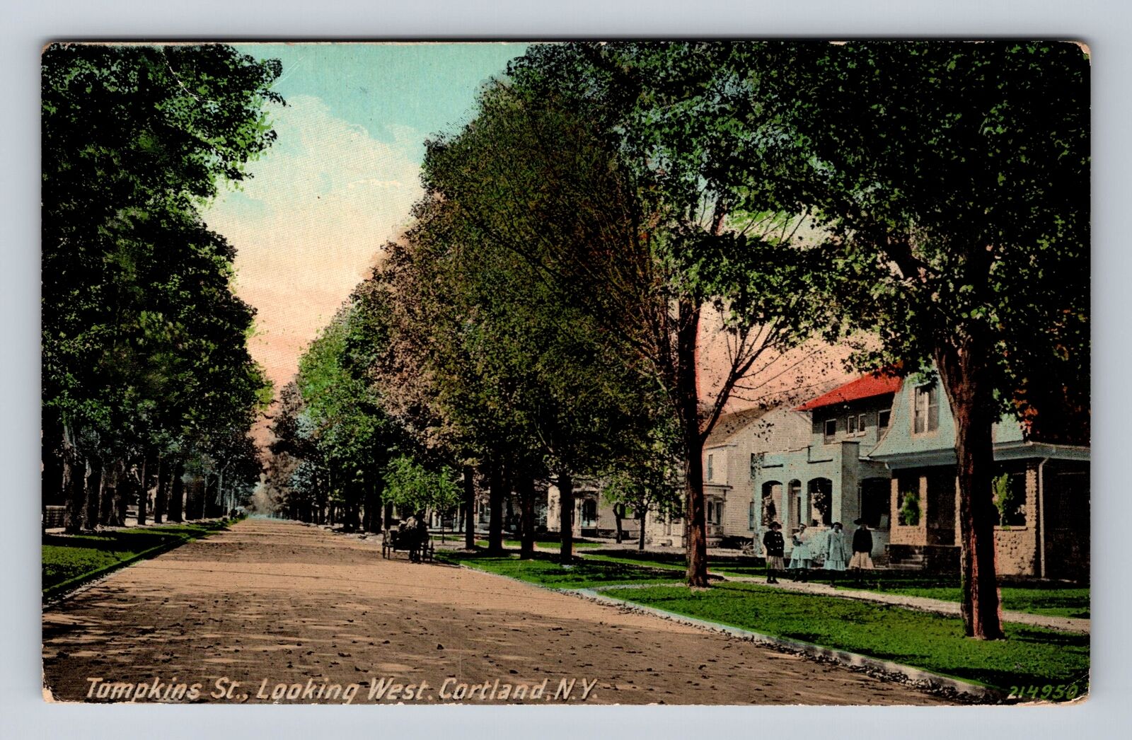 Cortland NY-New York, Tompkins St Looking West, Antique, Vintage c1912 Postcard