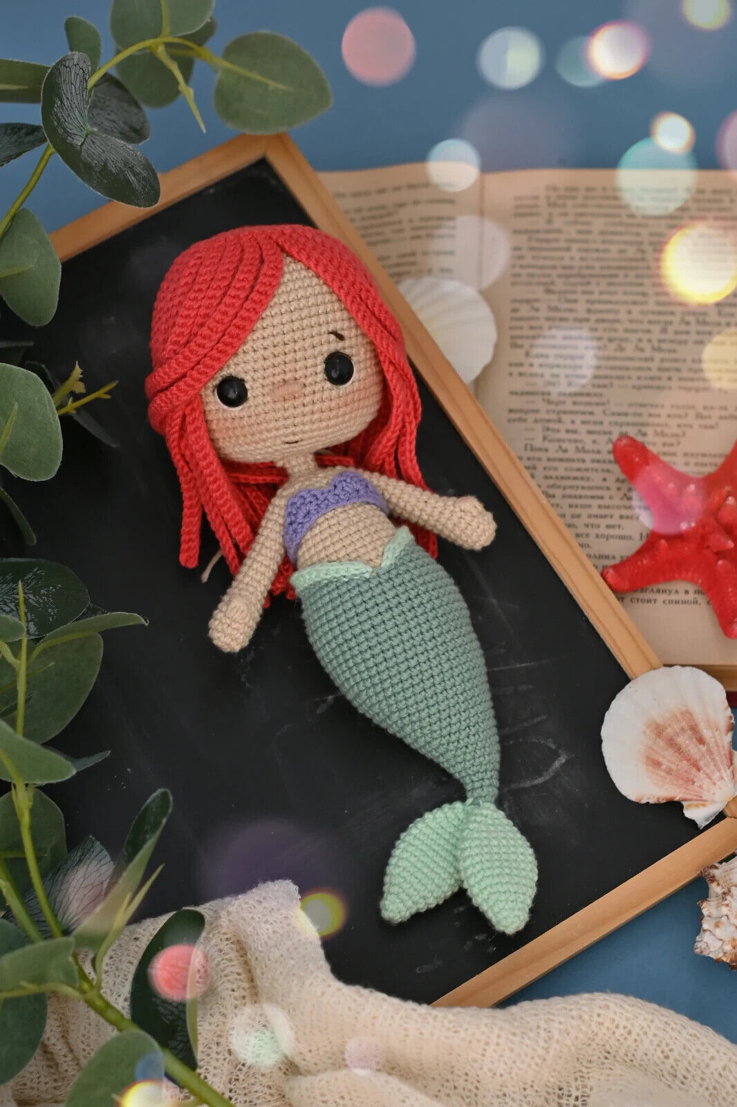 Handmade Crochet Mermaid Doll / Red Hair/ Mermaid Doll, Crochet Mermaid,