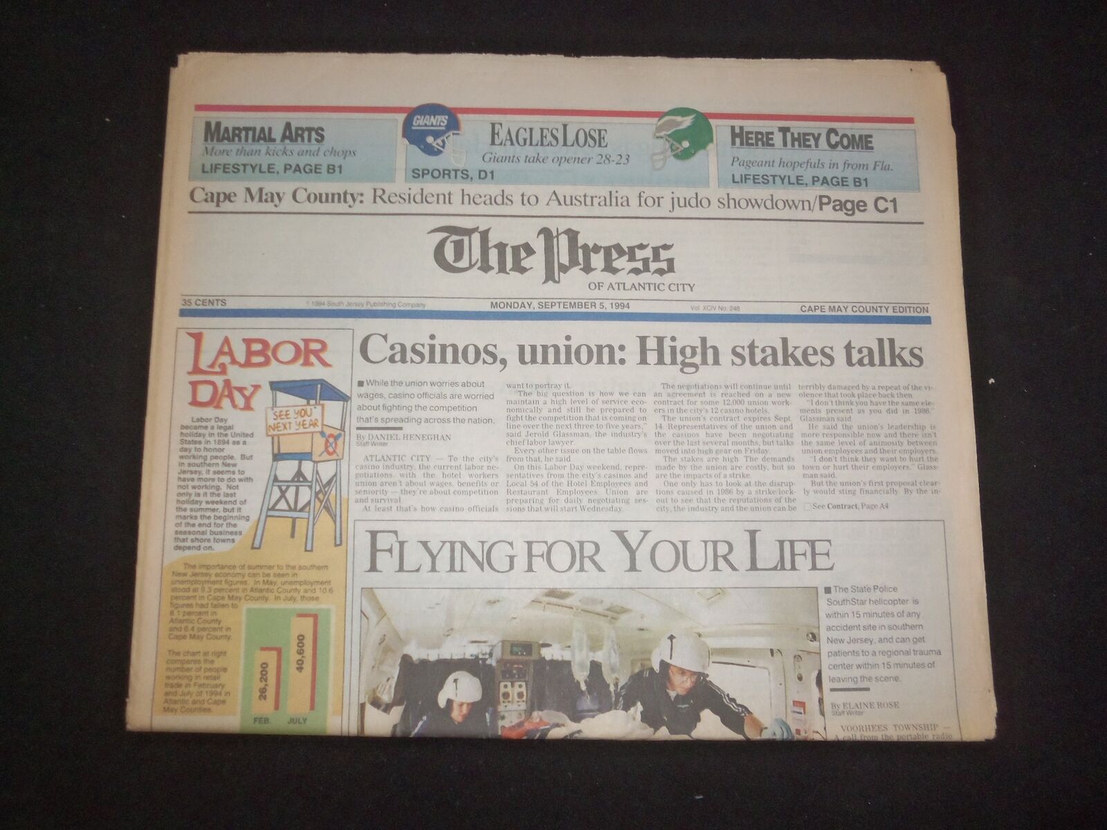 1994 SEP 5 THE PRESS NEWSPAPER-ATLANTIC CITY, NJ-CASINO HIGH STAKES TALK-NP 8295