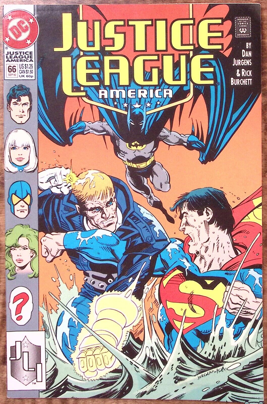 1992 JUSTICE LEAGUE AMERICA SEPT #66 TOGETHER AGAIN DC COMICS EXC Z3359