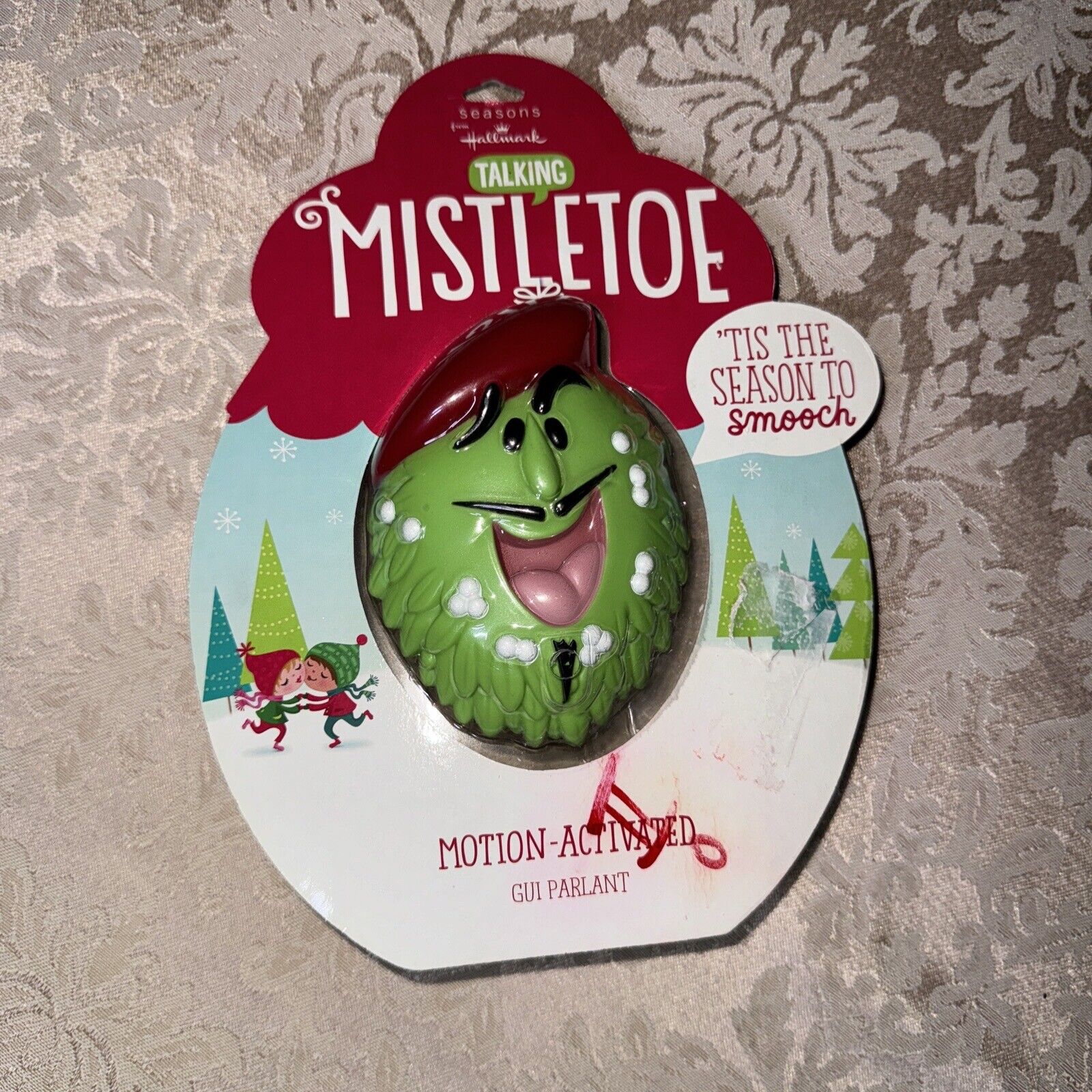 Hallmark Talking Mistletoe Motion Activated Ornament Funny French Accent