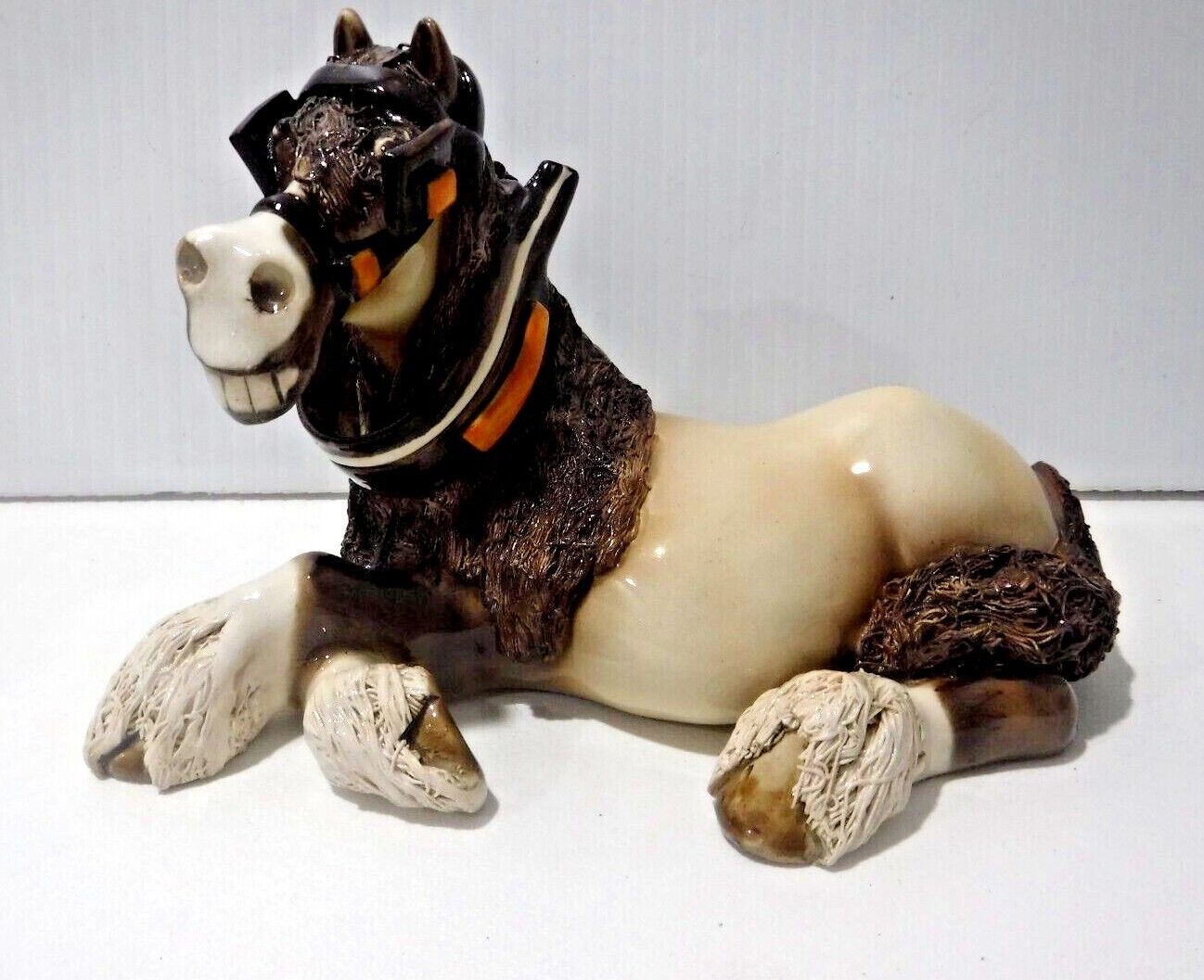 Cheval Draft Horse Figurine Ceramic Comical Horse Model 8 In. Long X 5 In. Tall