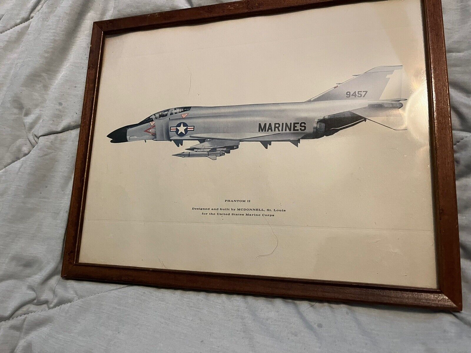 Vintage McDonnell United States Marines Phantom II Fighter Jet Lithograph 11x14