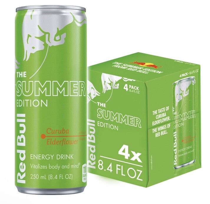 Red Bull Summer Edition Curuba Elderflower Energy Drink, 8.4 Fl Oz, 4 Cans NIB