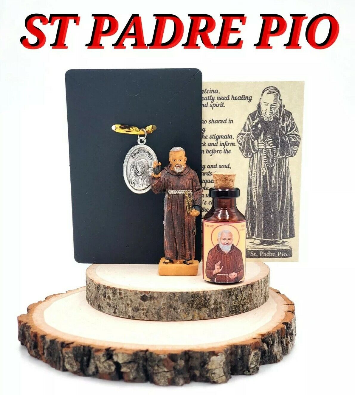 St Padre Pio healing stigmata Italian Saint holy medal blessed oil statue NEW