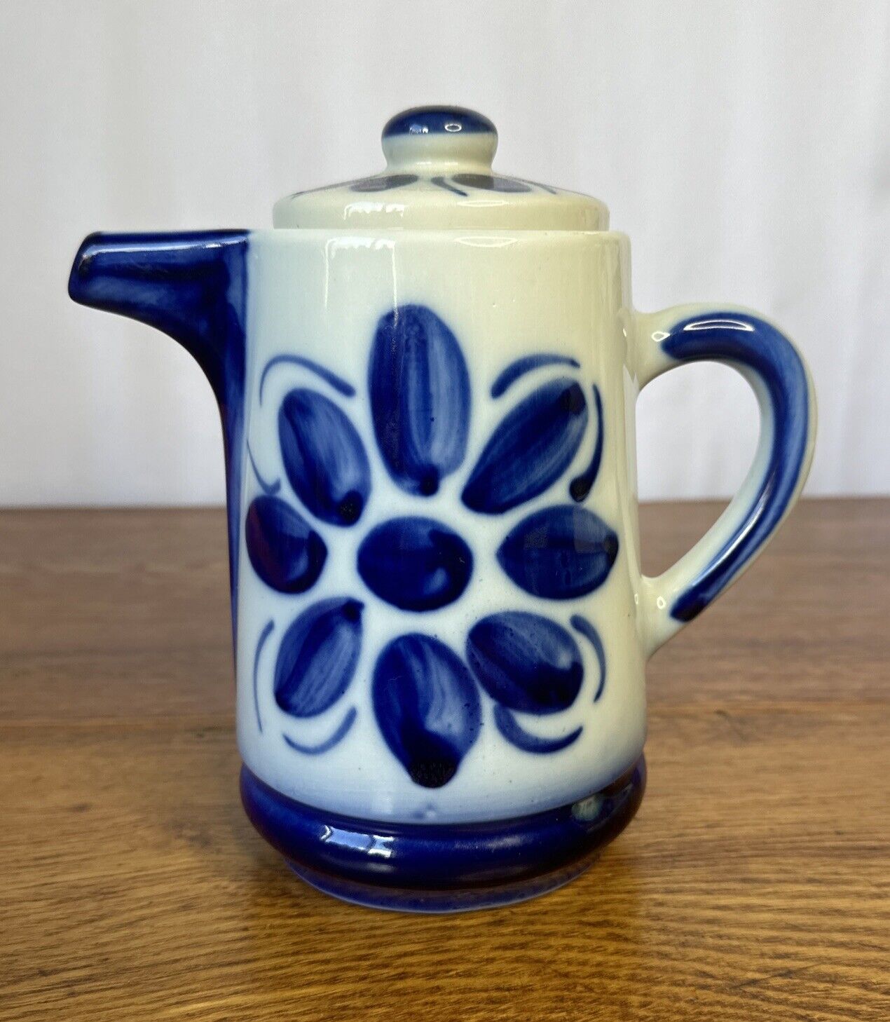 Colonial Cobalt Blue & White 1970's Pitcher - Porcelana M. Siao - Made in Brazil