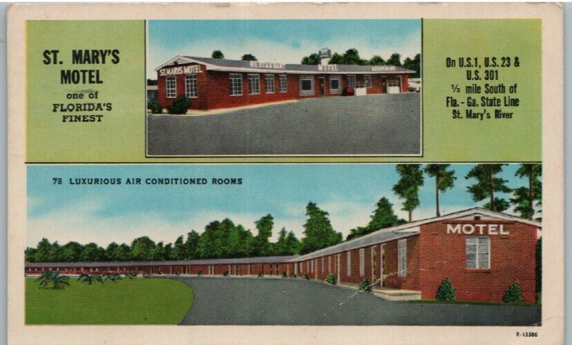 Vintage Postcard 1964 St. Mary\'s Motel, U.S. Route 1, Hilliard, Florida (FL)