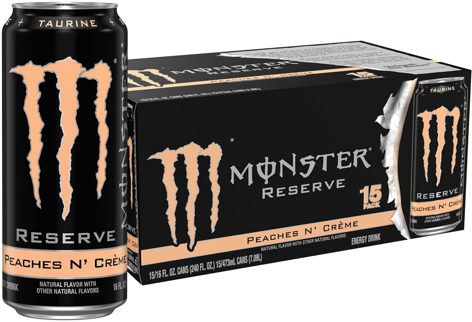 Monster Energy Reserve Peaches N Creme, Energy Drink, 16 Ounce Pack of 15