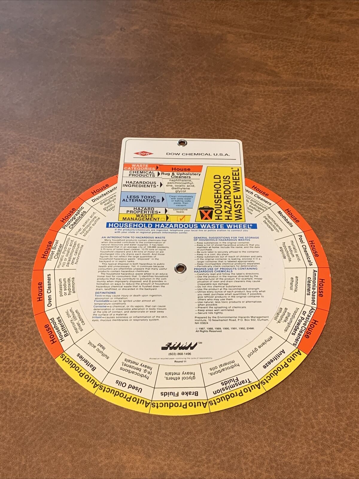Rare - Dow Chemical - Household Hazardous Waste Wheel 