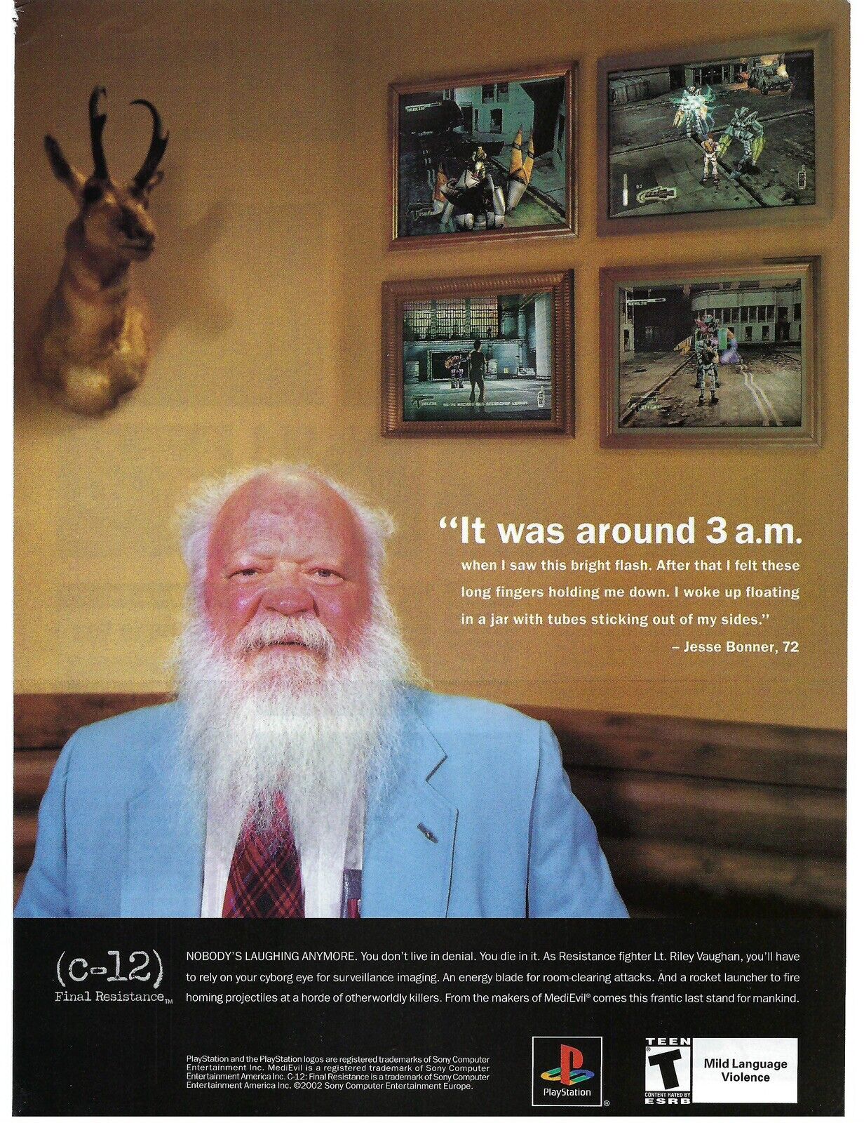 2002 C-12 Final Resistance Video Game Was Around 3 a.m. Vintage Print Ad/Poster