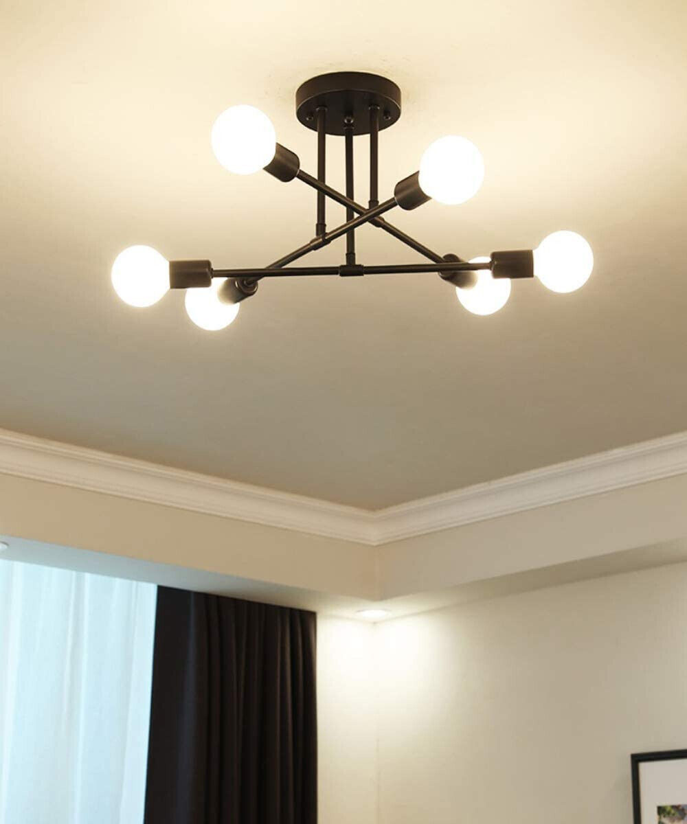 Modern Sputnik Chandelier, 6-Light Ceiling Light for Bedroom,Dining Room,Kitchen