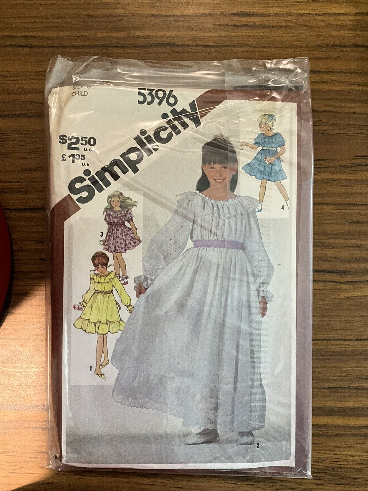 Simplicity 5396 C 1980s Girls Pullover Dress Vintage Sewing Pattern