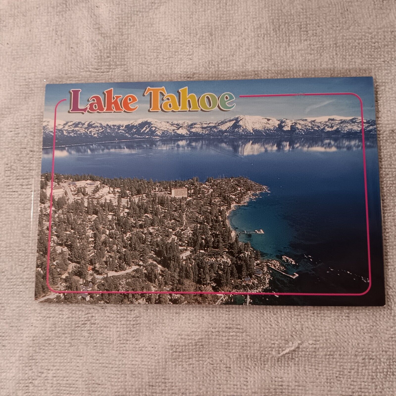 Vintage Postcard Lake Tahoe Arial View Crystal Lake Nevada