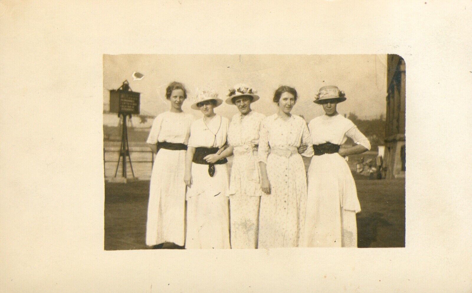 1915 Five Fashionable Ladies posing for a photograph Antique Postcard OHIO RPPC