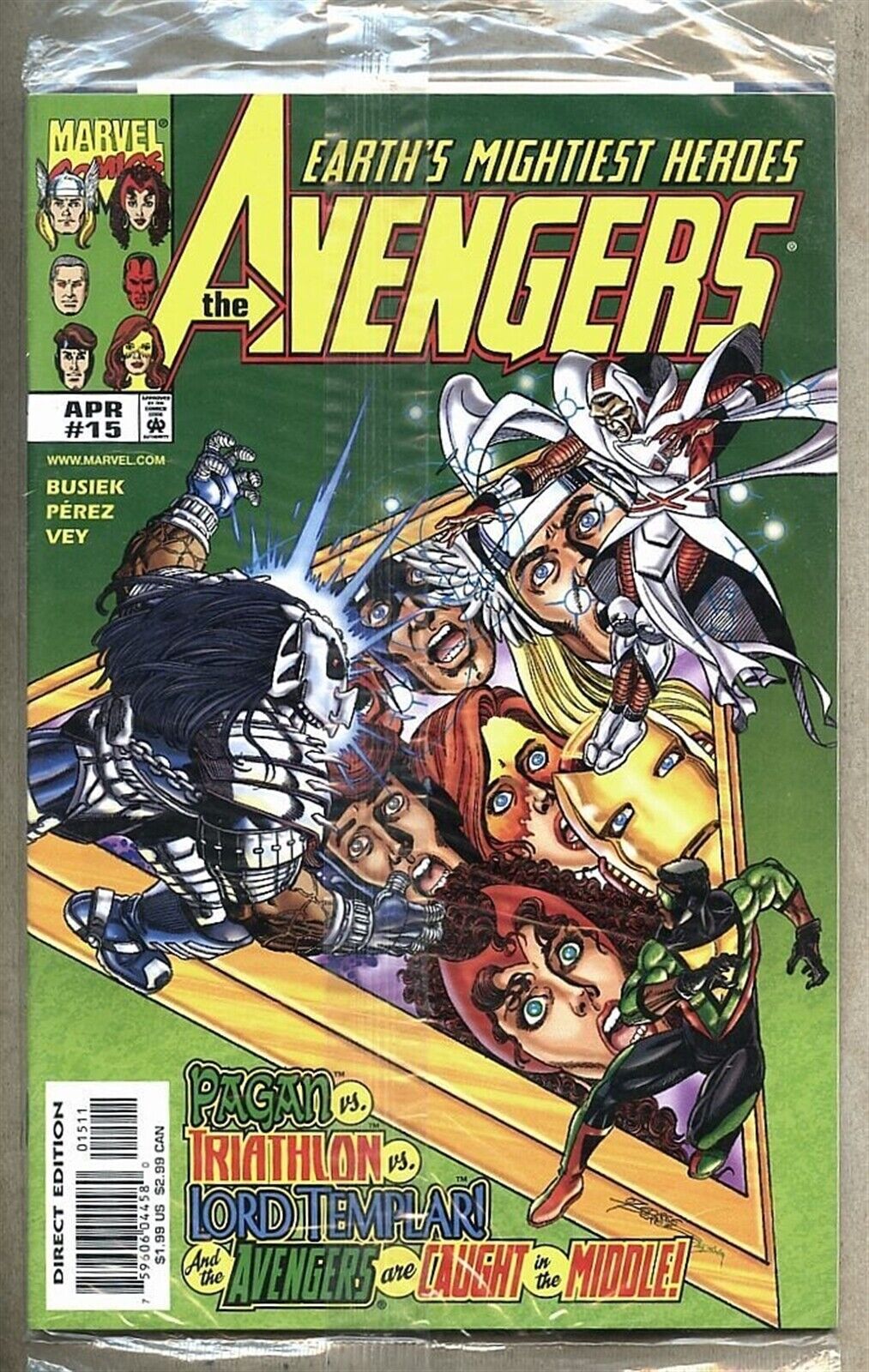Avengers #15-1998 nm 9.4 Factory Sealed Subscription Issue Marvel George Perez M