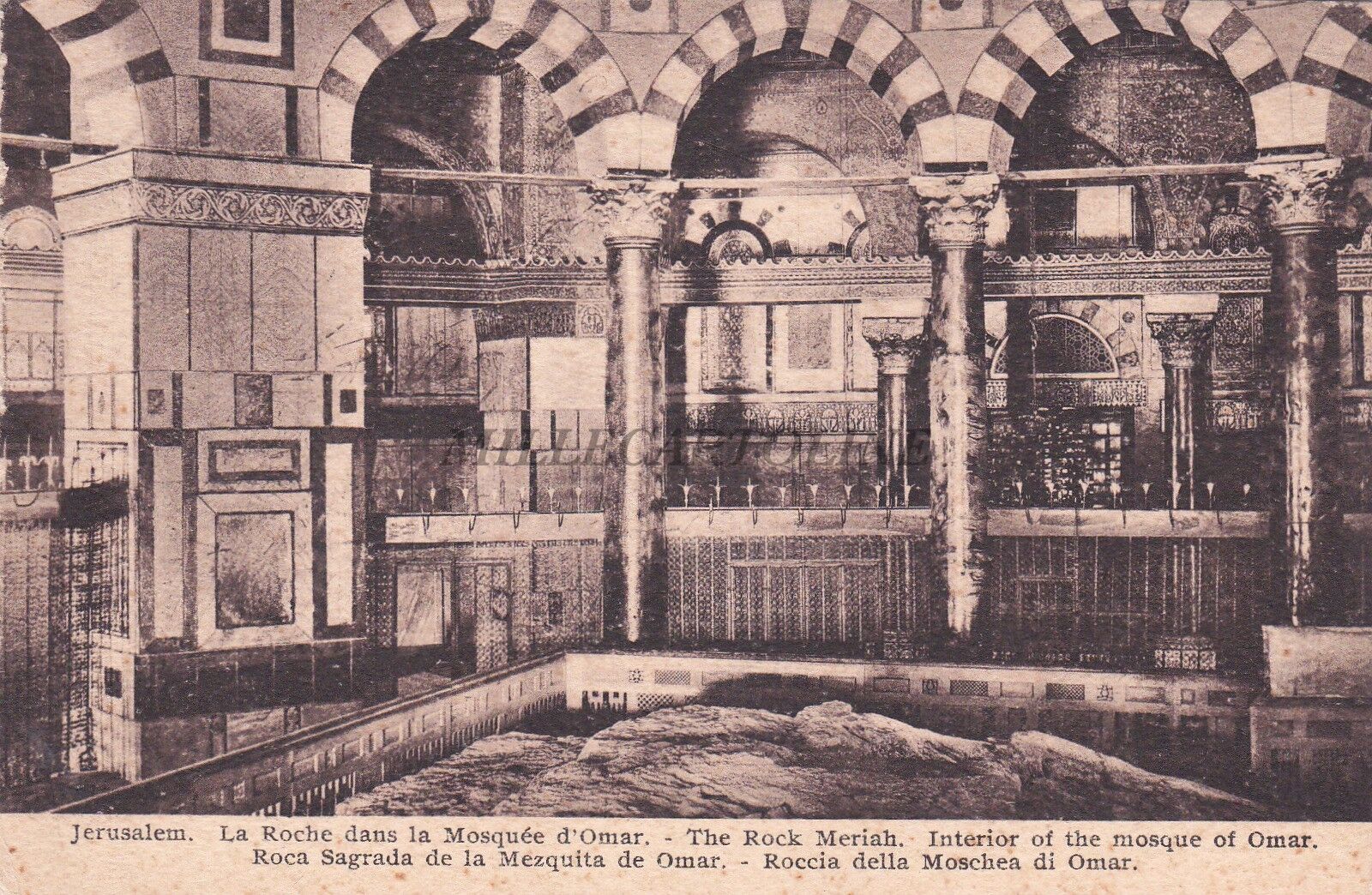 PALESTINE - Jerusalem - The Rock Meriah - Interior of the Mosque of Omar 1926