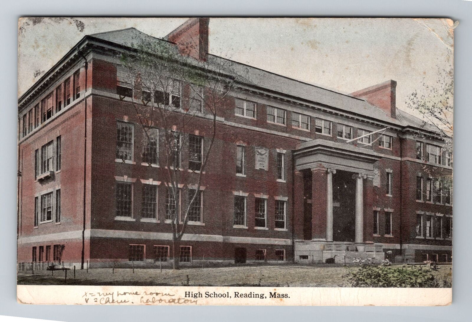 Reading, MA-Massachusetts, High School Building Antique, Vintage Postcard