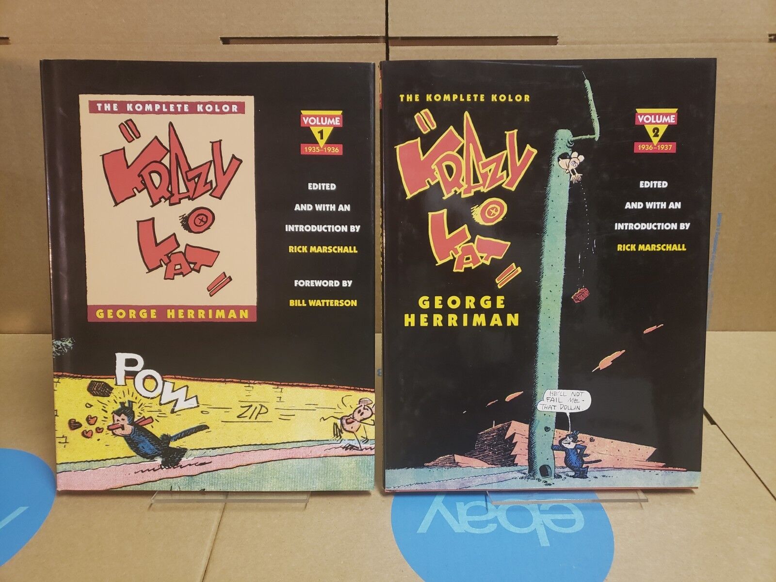 Komplete Kolor Krazy Kat Vol 1 & 2 HCs George Herriman 1990 1st Print OOP