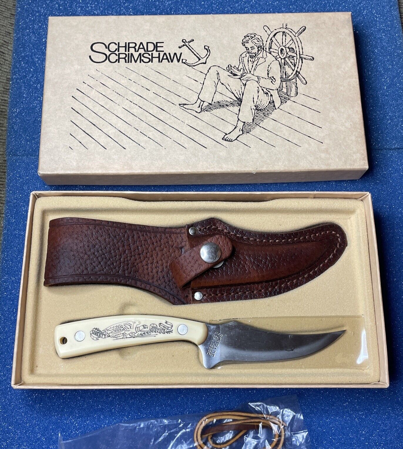 SCHRADE SCRIMSHAW Liberty & Justice Mayflower-155SC 1970’s Knife Limited Number