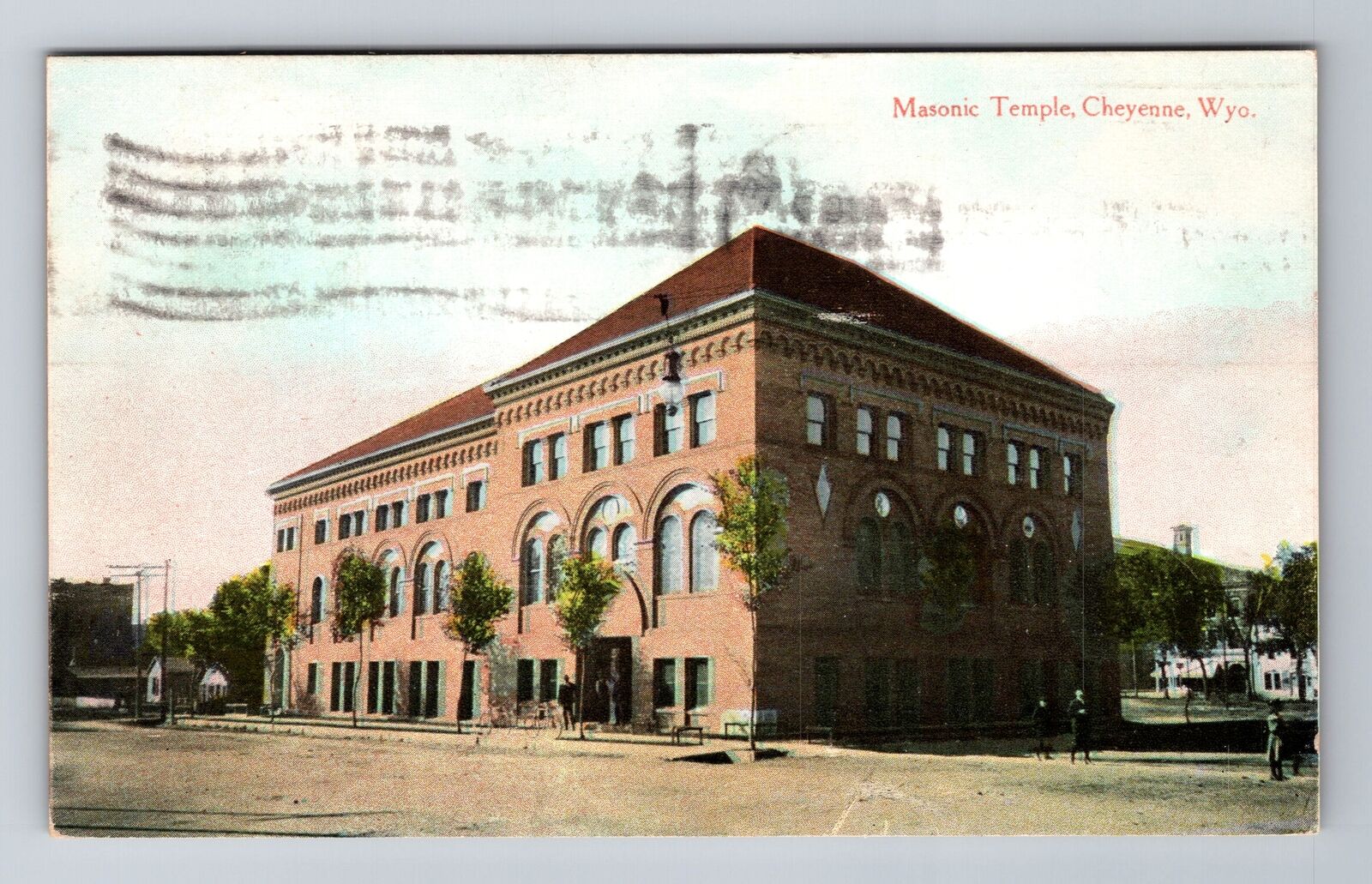 Cheyenne WY-Wyoming, Masonic Temple, Antique, Vintage c1908 Postcard