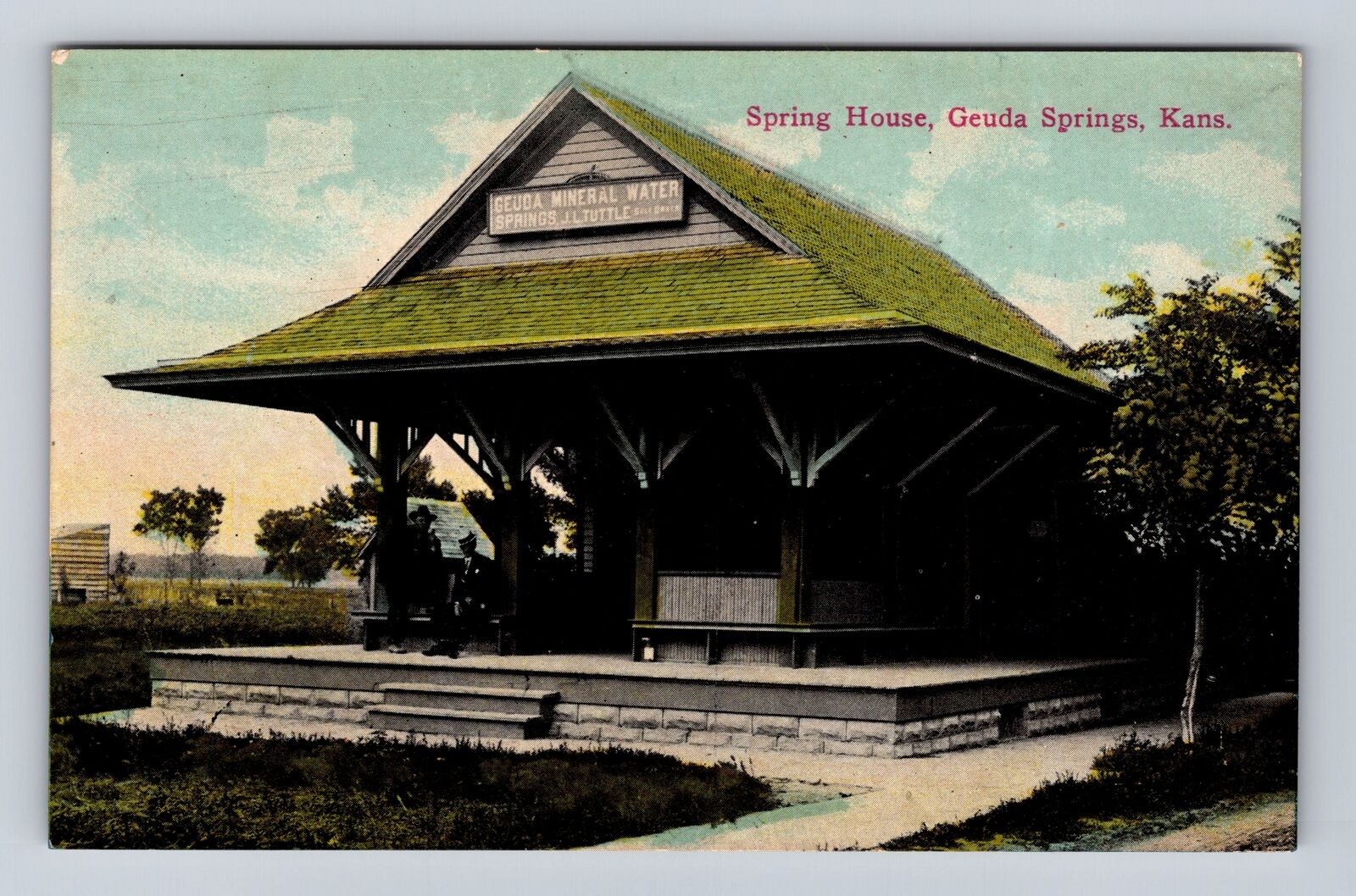 Geuda Springs KS-Kansas, Spring House, Antique, Vintage Postcard