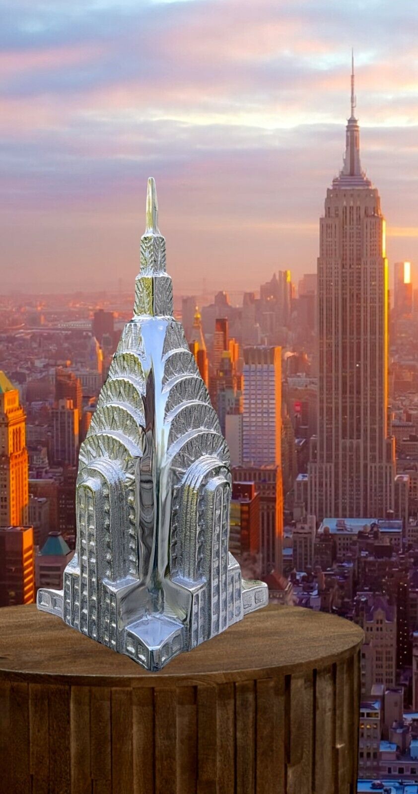 Beautiful Silver Chrysler Building New York Art Deco Cast Metal Sculpture 16