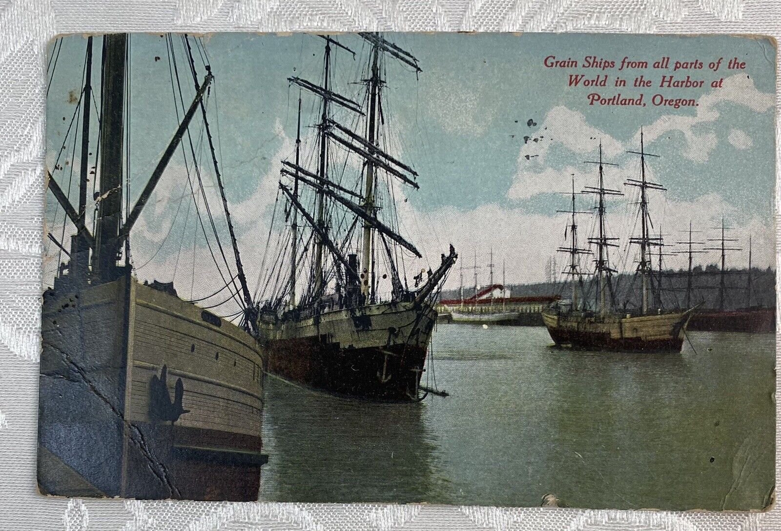 Portland Oregon 1911 Grain Ships From All Parts Of The World In The Harbor RARE￼
