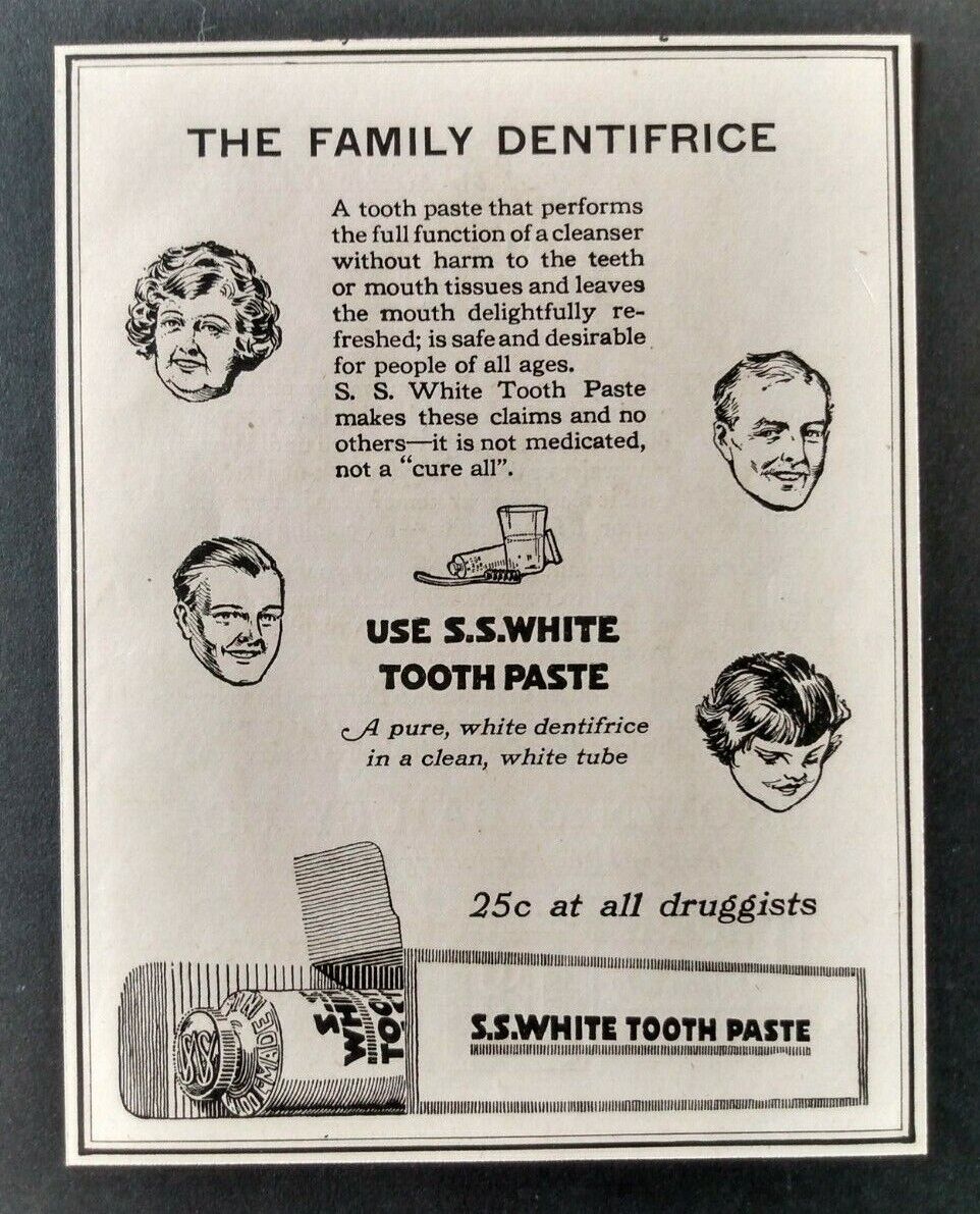 1928 S.S. White Tooth Paste Advertisement