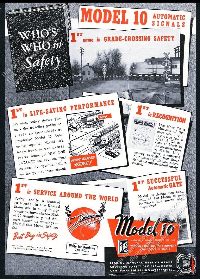 1949 WRRS Model 10 train crossing gate photo Western Railroad vintage print ad