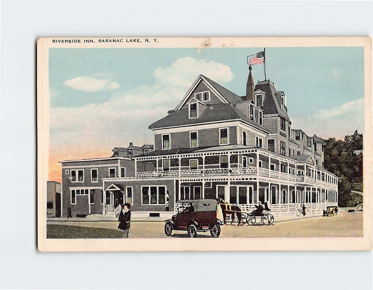 Postcard Riverside Inn Saranac Lake New York USA