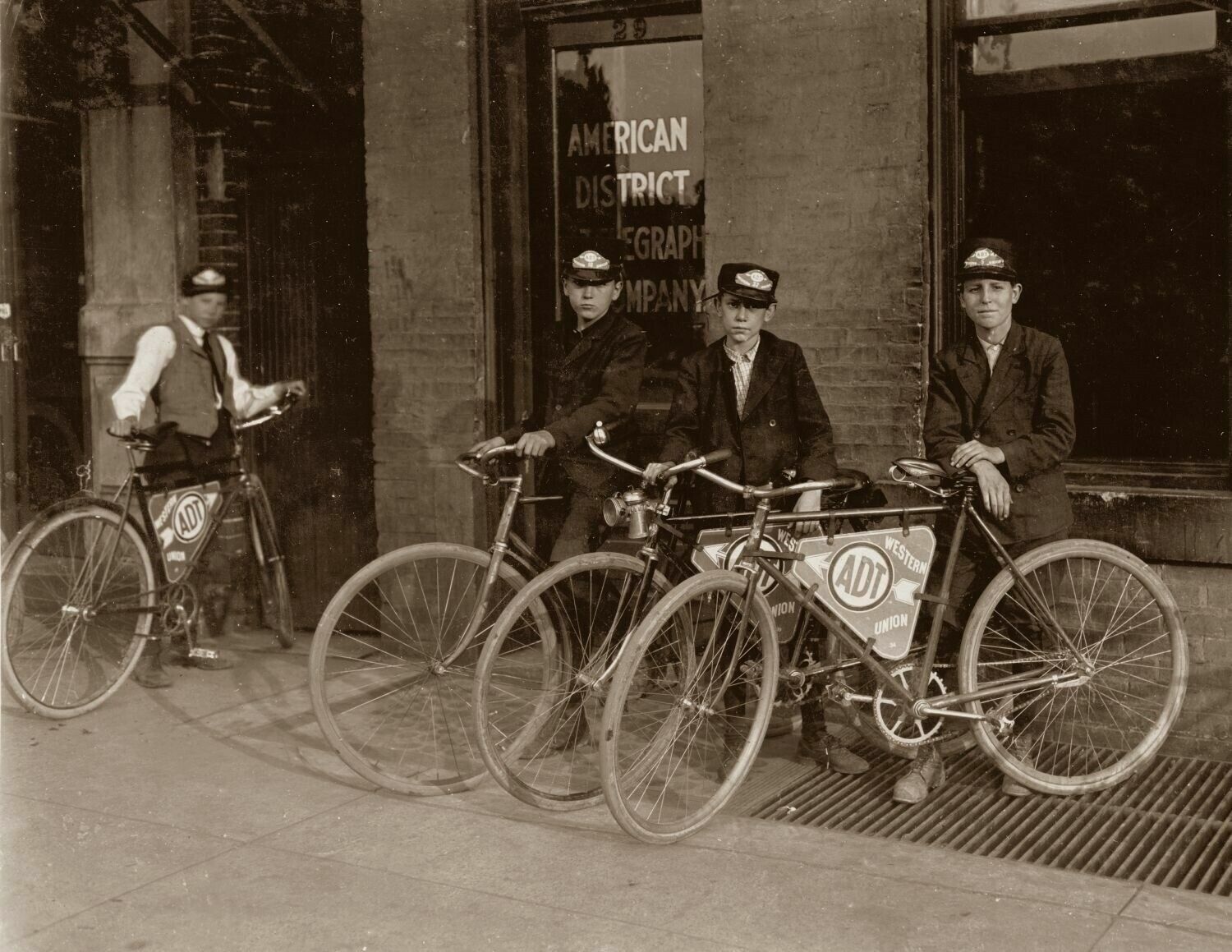 1908 ADT Bike Messengers Indianapolis IN Old Vintage Photo 8.5\