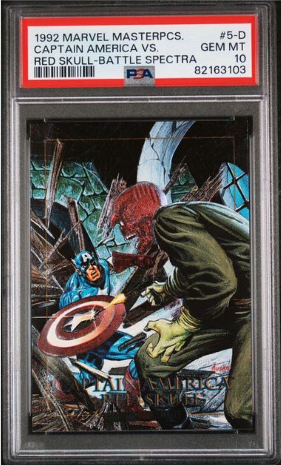 1992 Marvel Masterpieces 5-D Capt. America vs. Red Skull Battle Spectra PSA 10