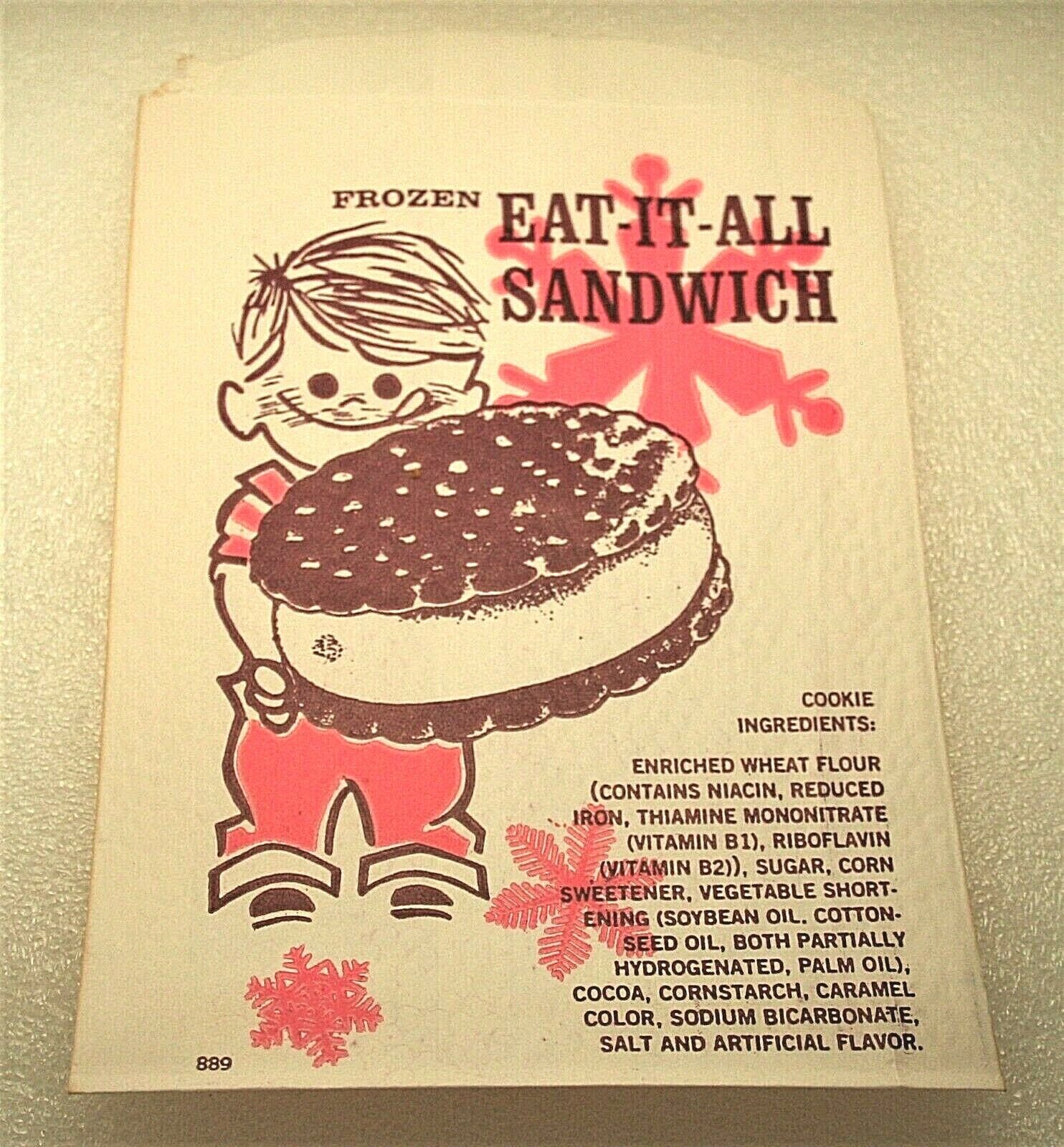 Eat It All Ice Cream Sandwich Dairy Unused Bag NOS New 1950-60s