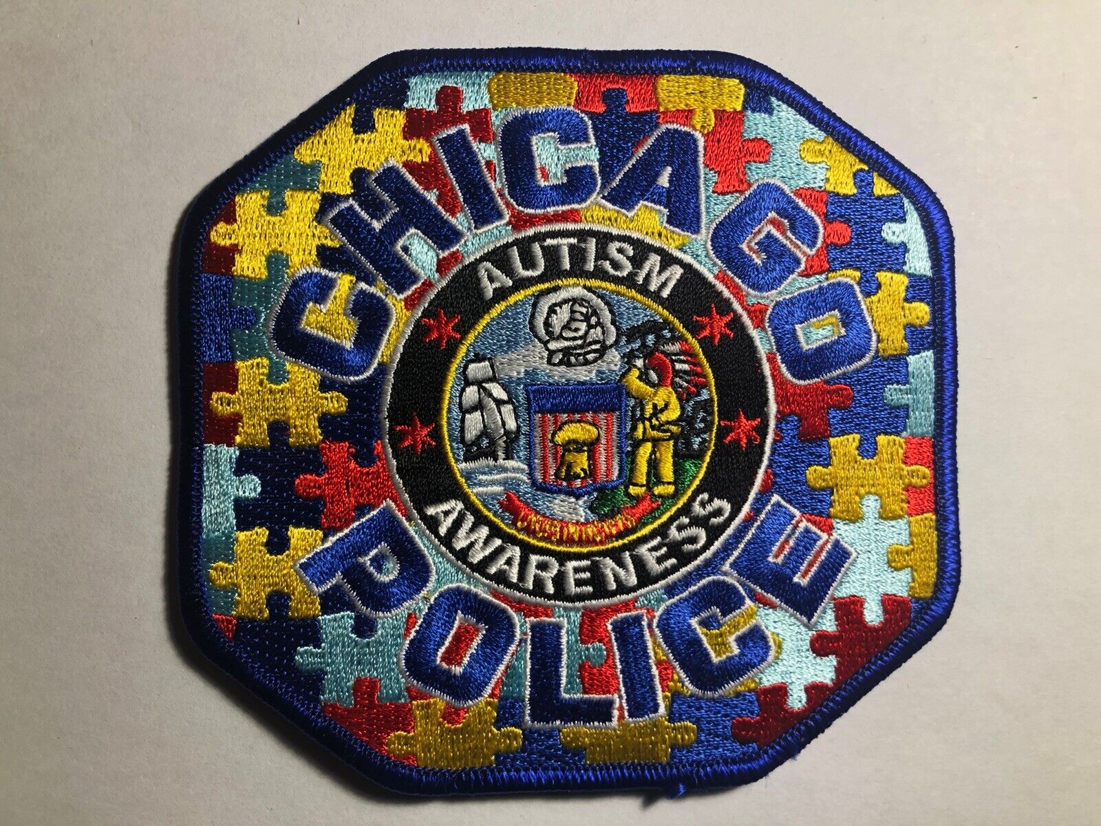 Chicago Illinois Police Patch ~ Autism Awareness