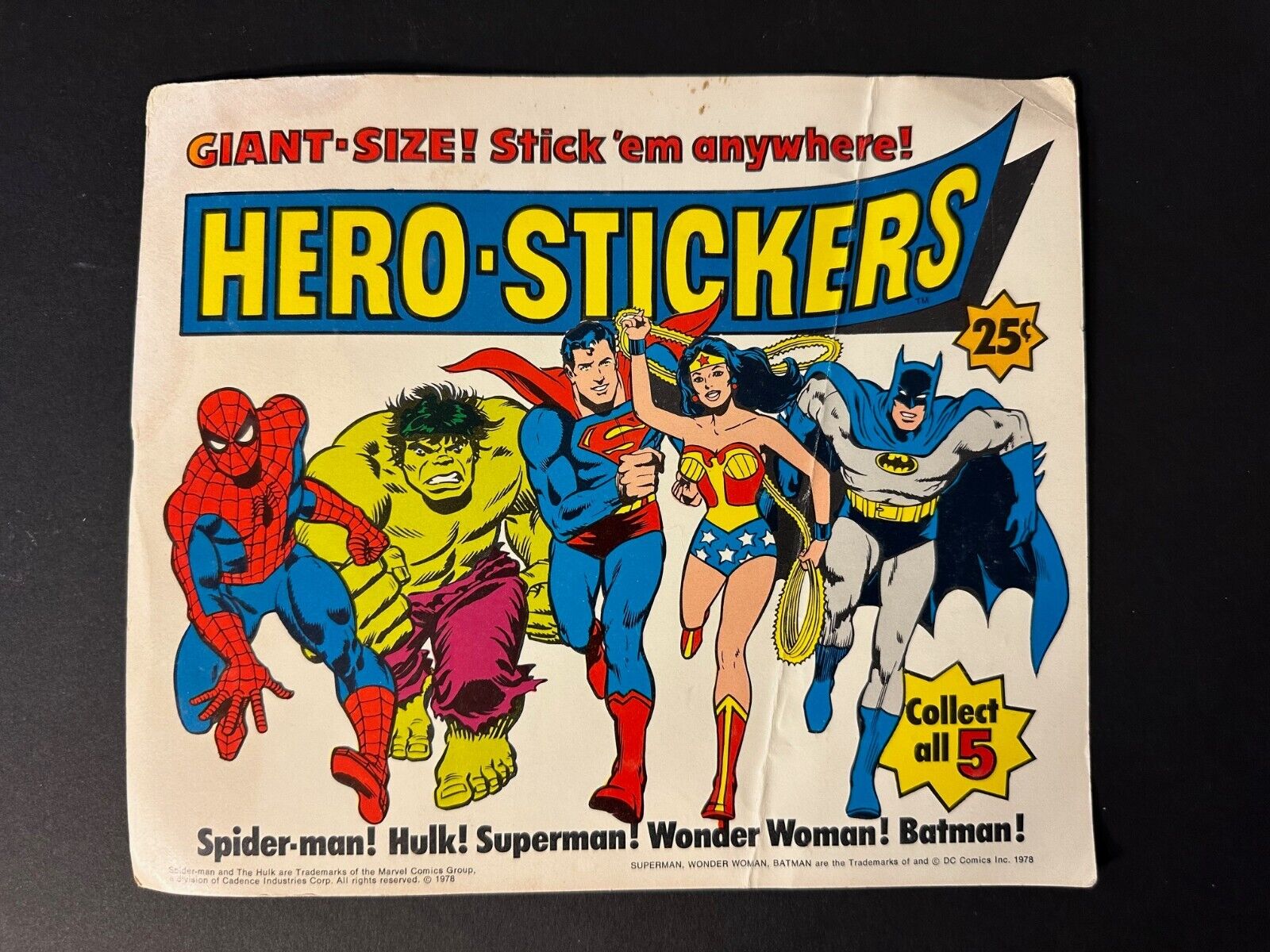 Vintage 1978 Hero-Stickers Store Display Hulk Batman Wonder Woman Spiderman 3