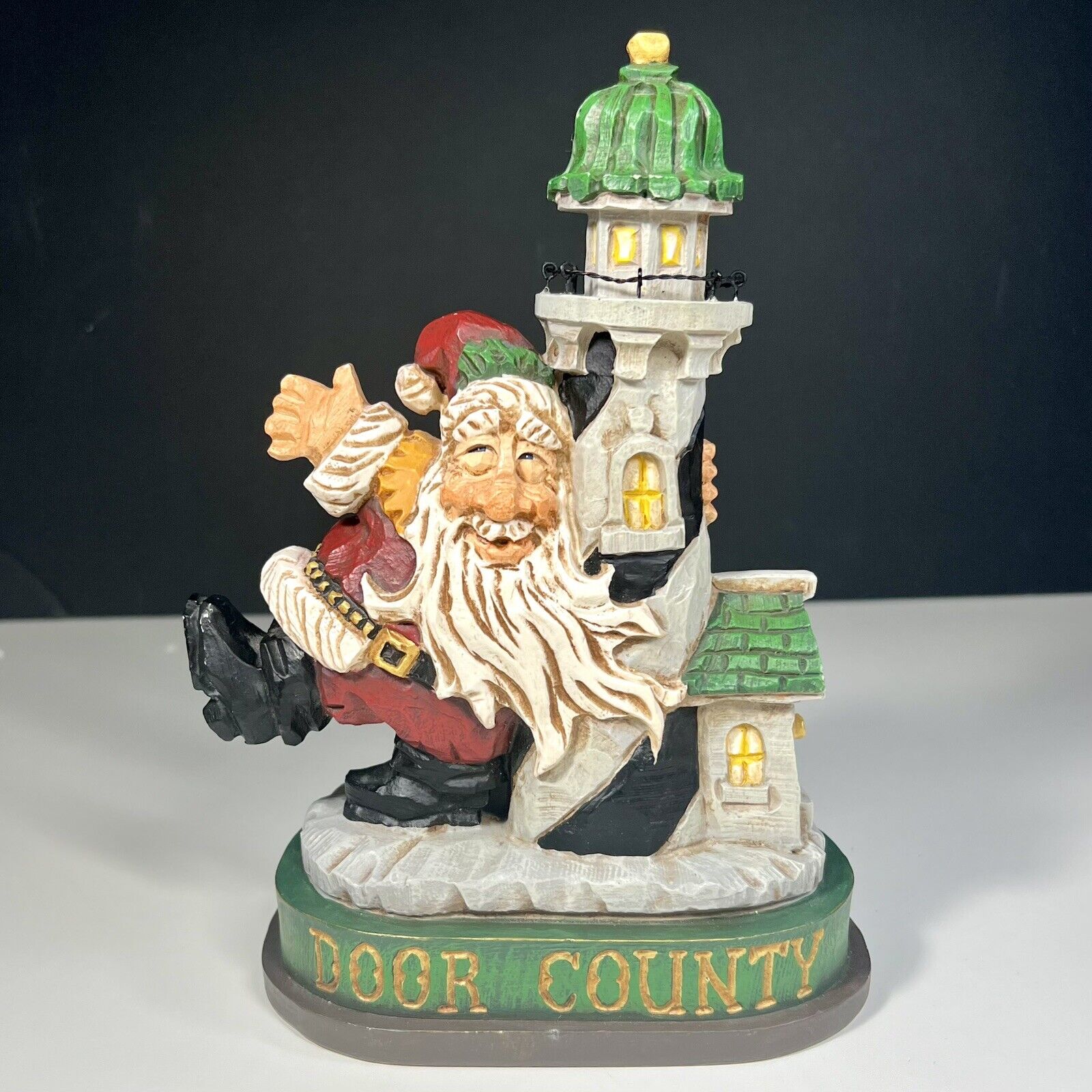 David Frykman Christmas Door County Santa Figurine with Lighthouse 1994 Signed