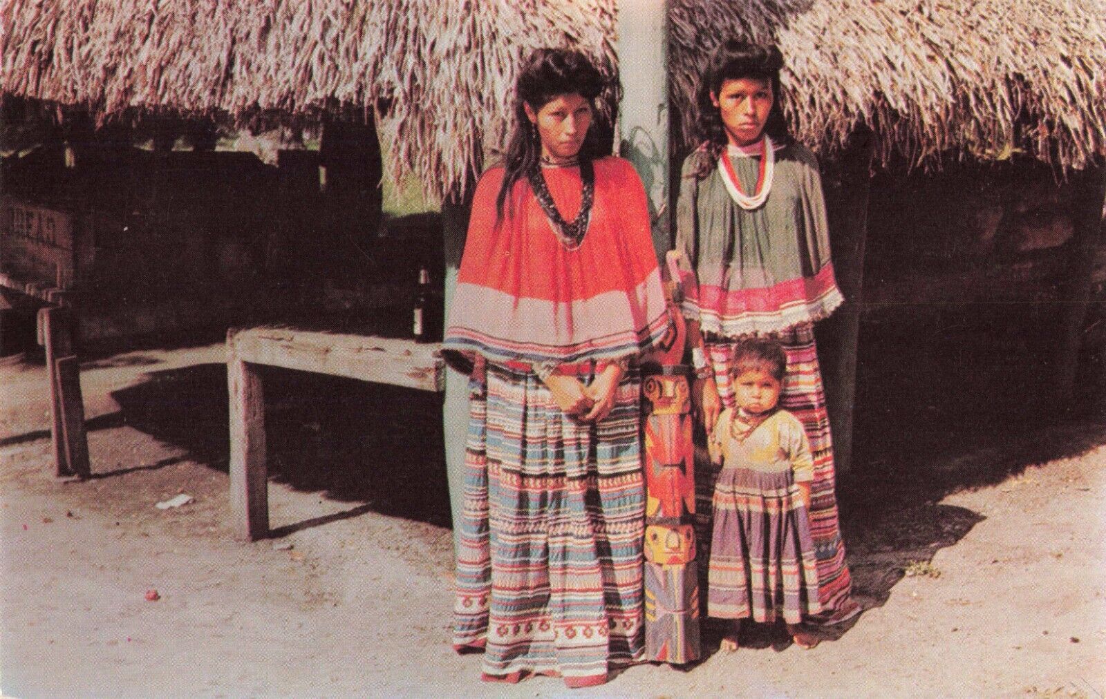 Miami Florida, Musa Isle Seminole Indian Girls Traditional Dress, VTG Postcard