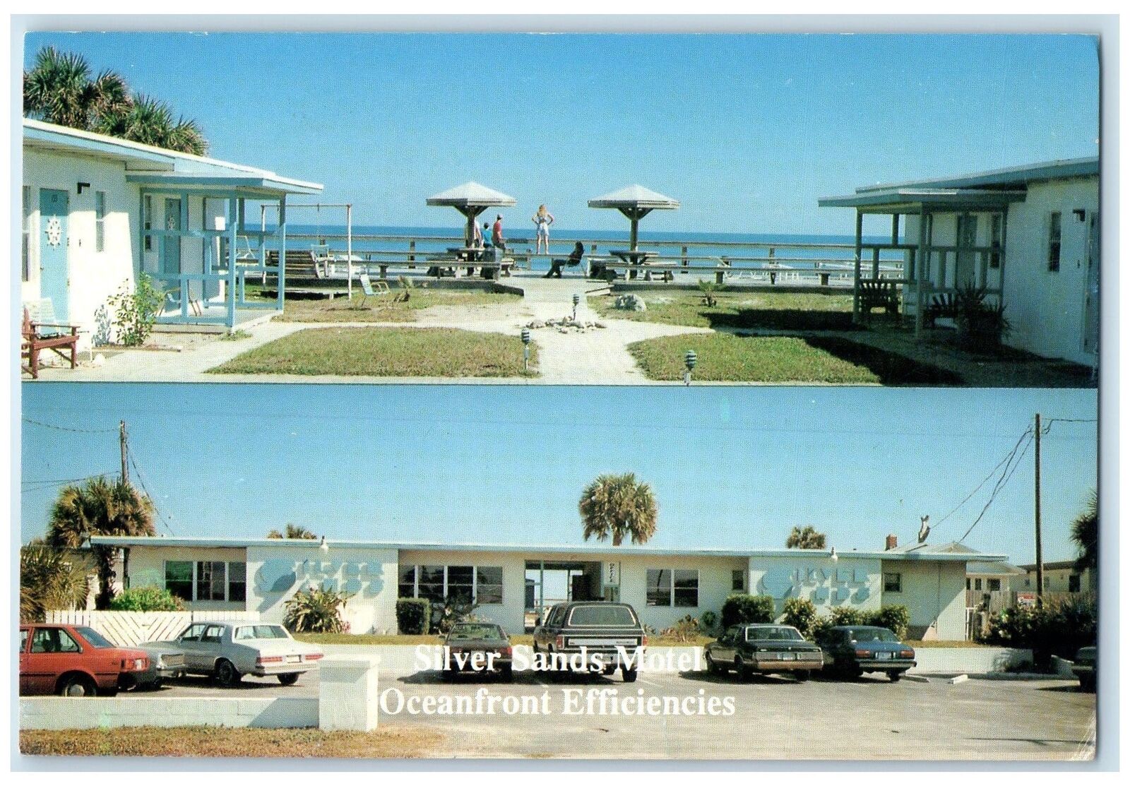 c1960s Silver Sands Motel Exterior Cocoa Beach Florida FL Unposted Cars Postcard