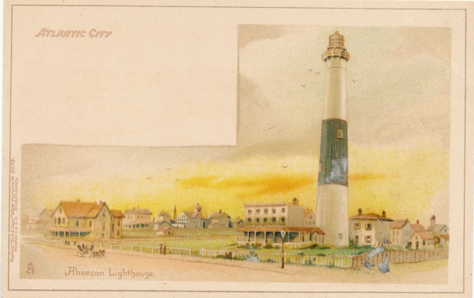 ATLANTIC CITY NJ - Absecon Lighthouse Tuck Private Mailing Card (1898-1901)