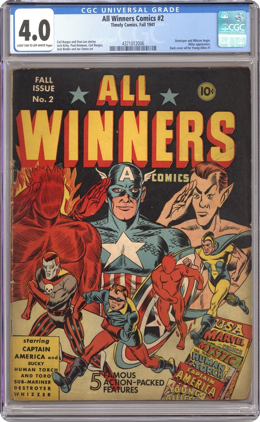 All Winners Comics #2 CGC 4.0 1941 4371012006