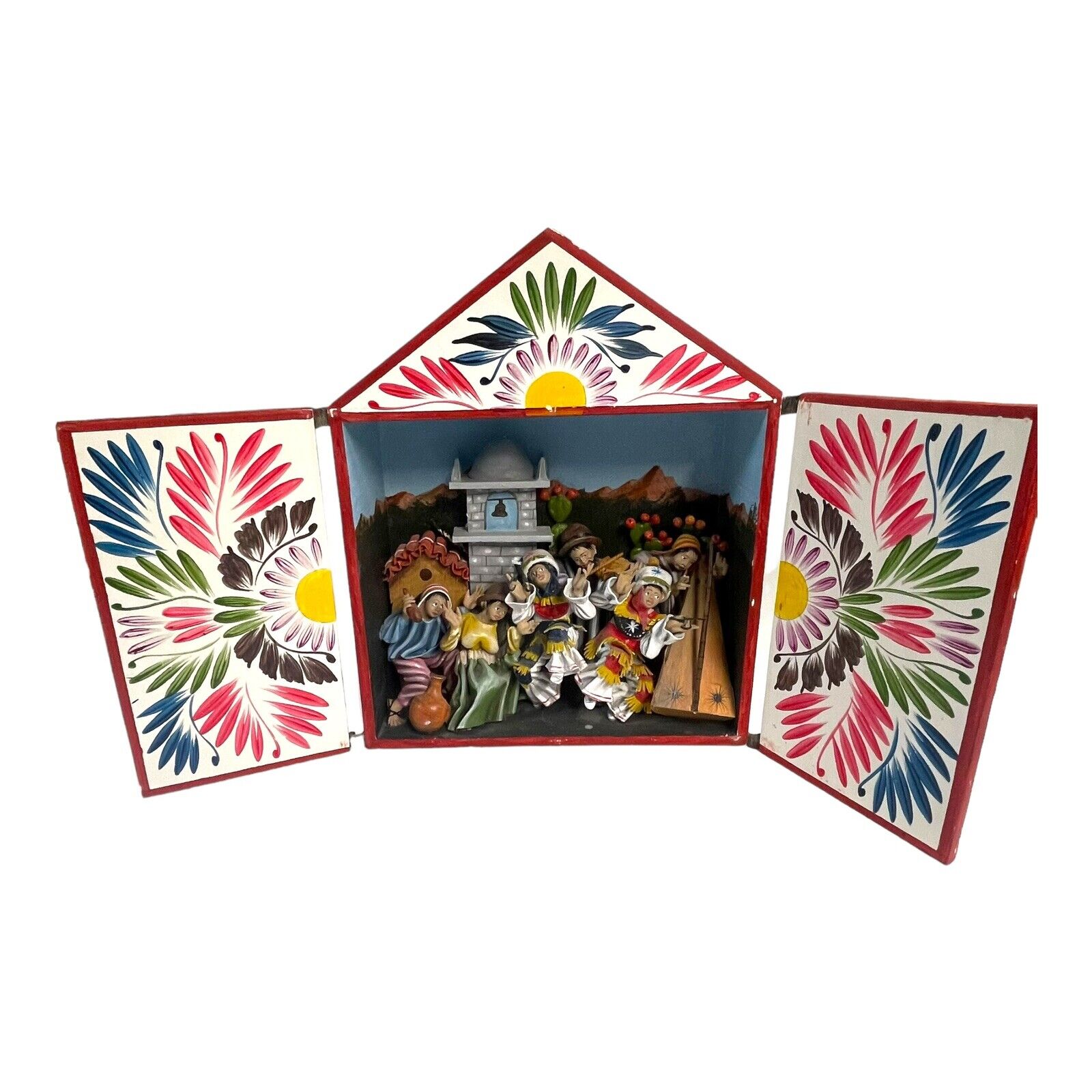 Retablo Peruvian Folk Art Shadow Box Diorama Tannery shop scene Artist Signed VT