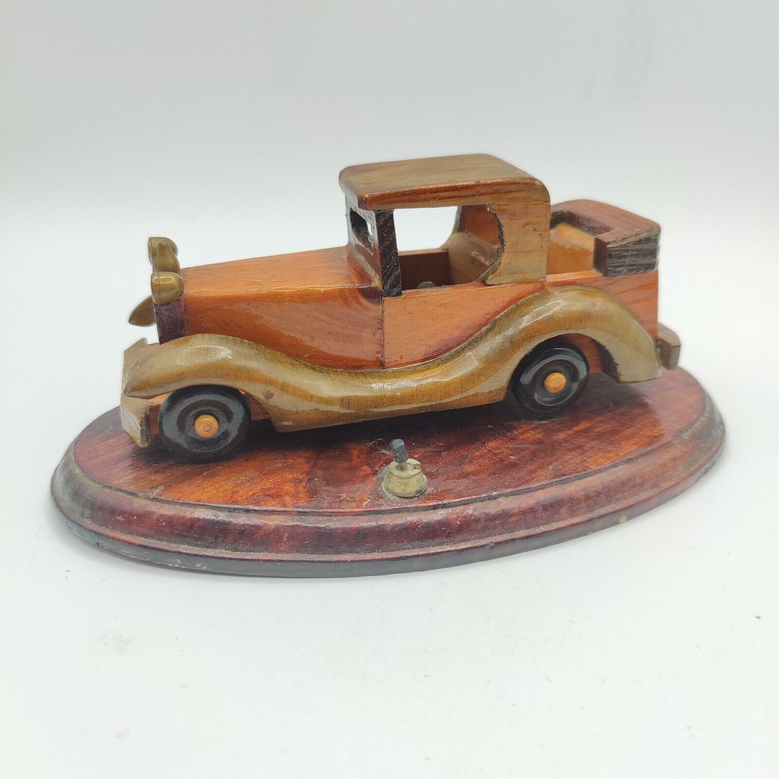 Vtg Wood Carved Model Car Roadster Rumble Seat People’s Republic of China 1970s