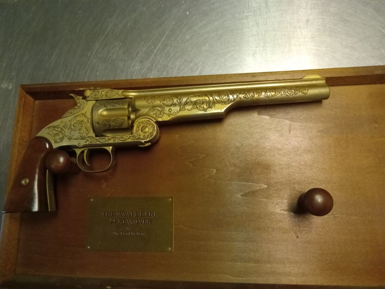 The Wyatt Earp 44 Revolver by The Franklin Mint With Display Board Non-Firing